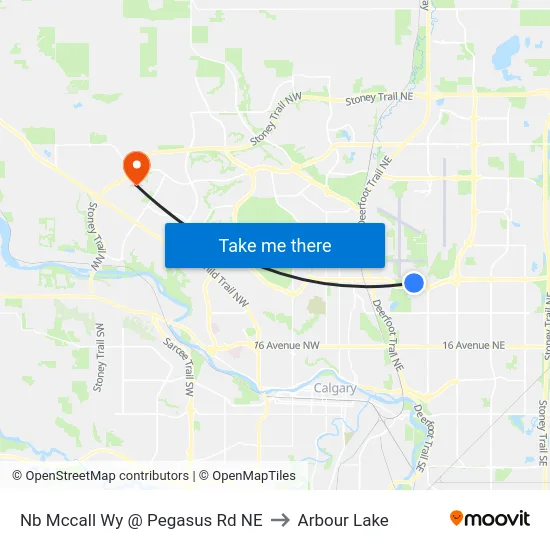 Nb Mccall Wy @ Pegasus Rd NE to Arbour Lake map