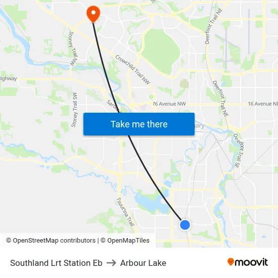 Southland Lrt Station Eb to Arbour Lake map