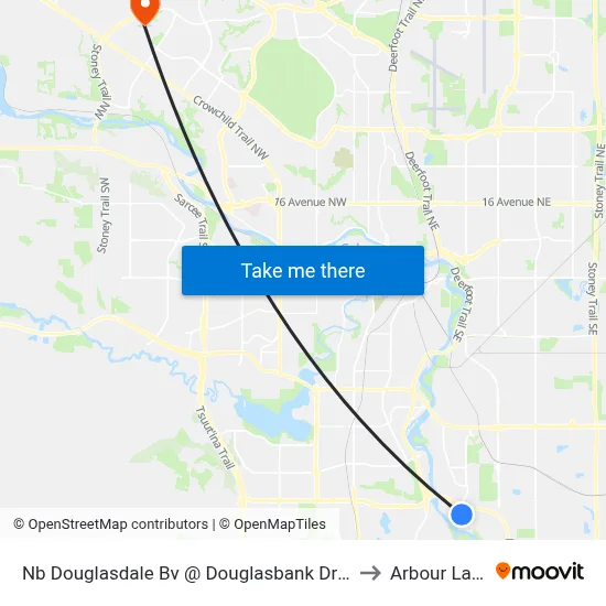 Nb Douglasdale Bv @ Douglasbank Dr SE to Arbour Lake map