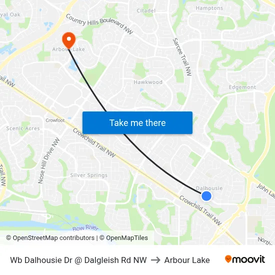 Wb Dalhousie Dr @ Dalgleish Rd NW to Arbour Lake map