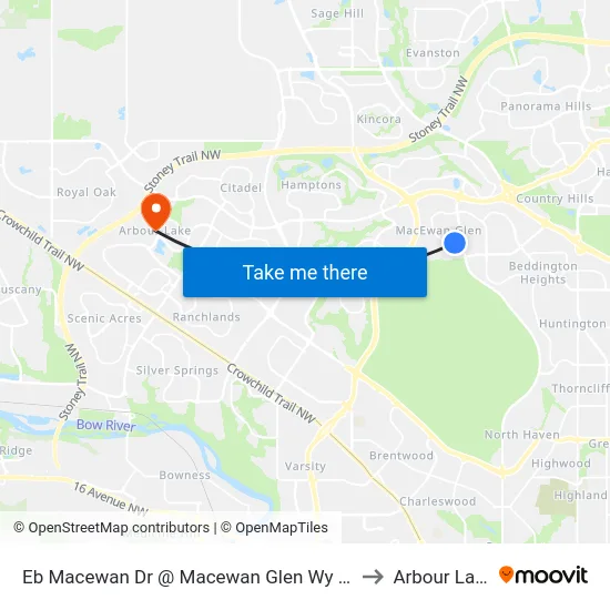 Eb Macewan Dr @ Macewan Glen Wy NW to Arbour Lake map