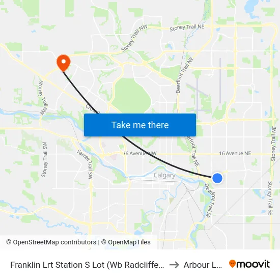 Franklin Lrt Station S Lot (Wb Radcliffe Dr Se) to Arbour Lake map