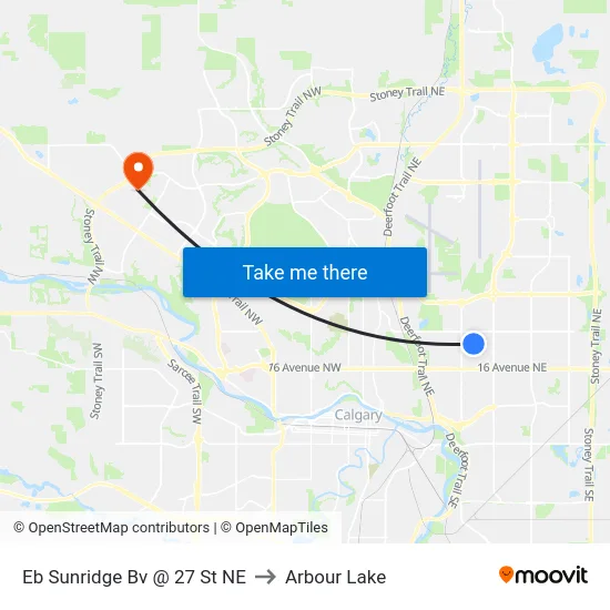 Eb Sunridge Bv @ 27 St NE to Arbour Lake map