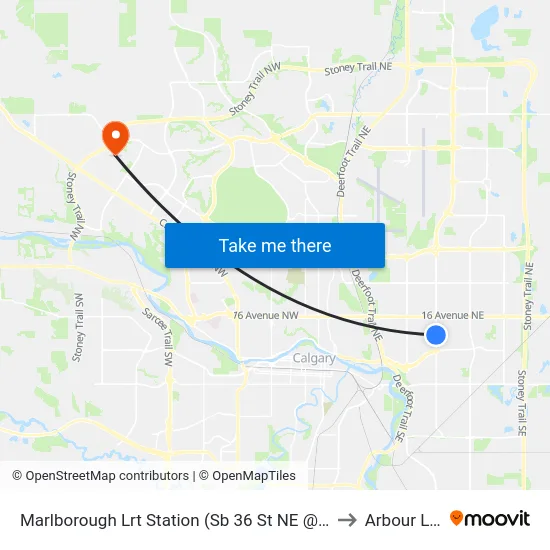 Marlborough Lrt Station (Sb 36 St NE @ 8 Av Ne) to Arbour Lake map