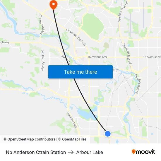 Nb Anderson Ctrain Station to Arbour Lake map