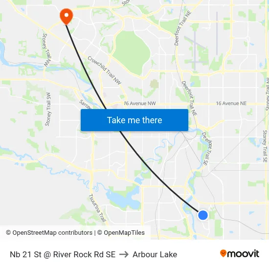 Nb 21 St @ River Rock Rd SE to Arbour Lake map