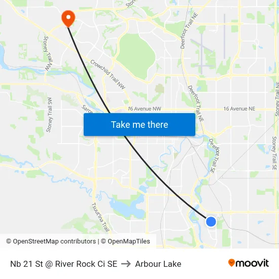 Nb 21 St @ River Rock Ci SE to Arbour Lake map