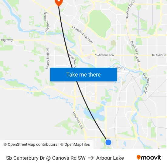 Sb Canterbury Dr @ Canova Rd SW to Arbour Lake map