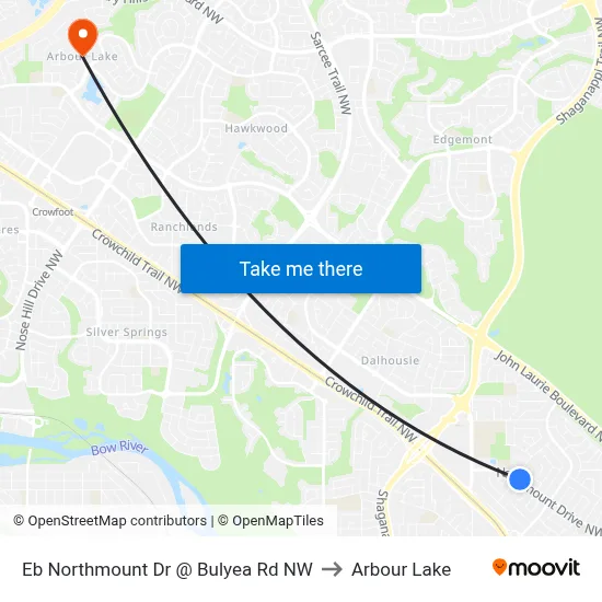 Eb Northmount Dr @ Bulyea Rd NW to Arbour Lake map