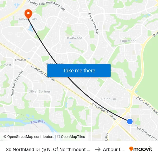 Sb Northland Dr @ N. Of Northmount Dr NW to Arbour Lake map