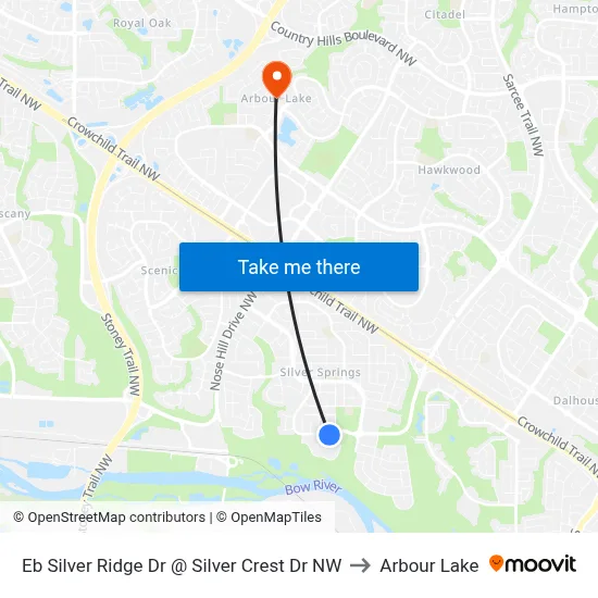 Eb Silver Ridge Dr @ Silver Crest Dr NW to Arbour Lake map