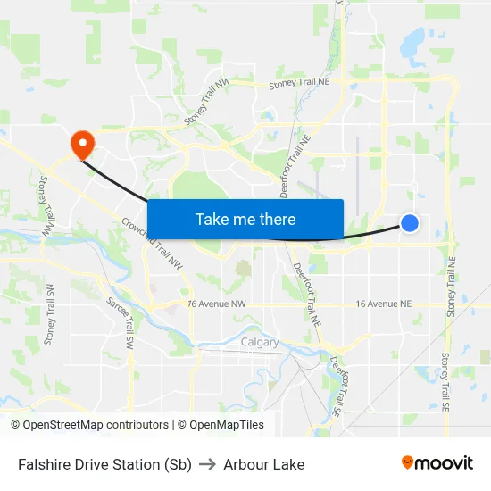 Falshire Drive Station (Sb) to Arbour Lake map