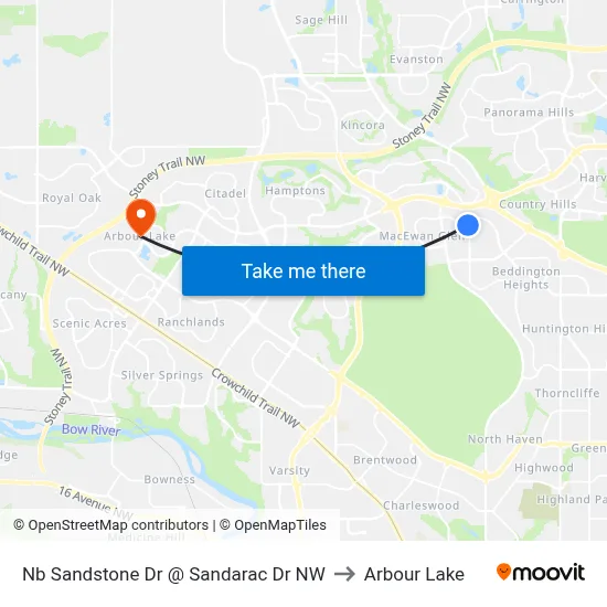 Nb Sandstone Dr @ Sandarac Dr NW to Arbour Lake map