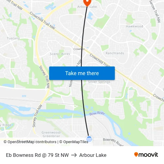 Eb Bowness Rd @ 79 St NW to Arbour Lake map