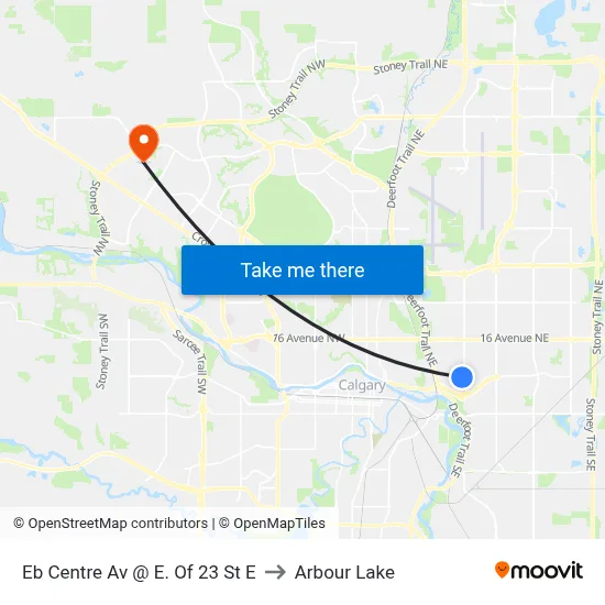 Eb Centre Av @  E. Of 23 St E to Arbour Lake map