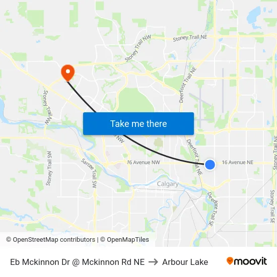 Eb Mckinnon Dr @ Mckinnon Rd NE to Arbour Lake map