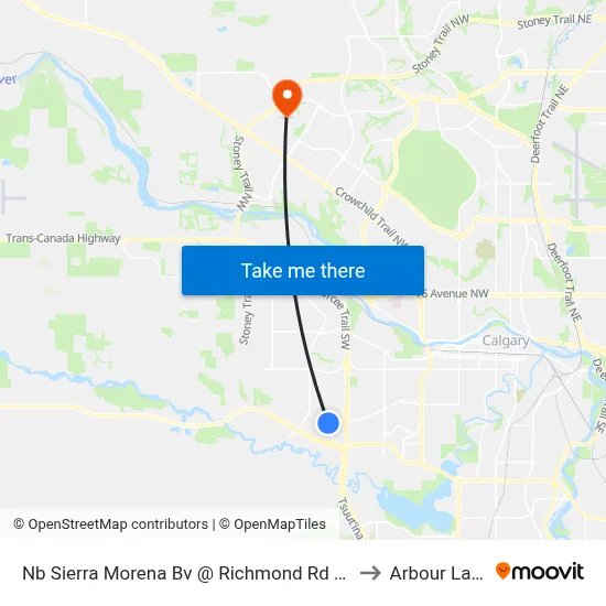 Nb Sierra Morena Bv @ Richmond Rd SW to Arbour Lake map