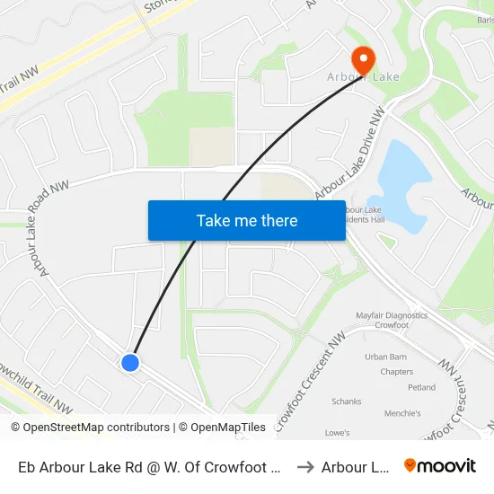 Eb Arbour Lake Rd @ W. Of Crowfoot Ri NW to Arbour Lake map