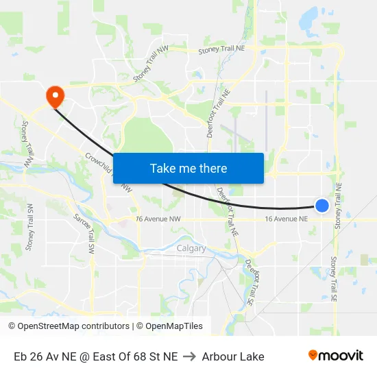 Eb 26 Av NE @ East Of 68 St NE to Arbour Lake map