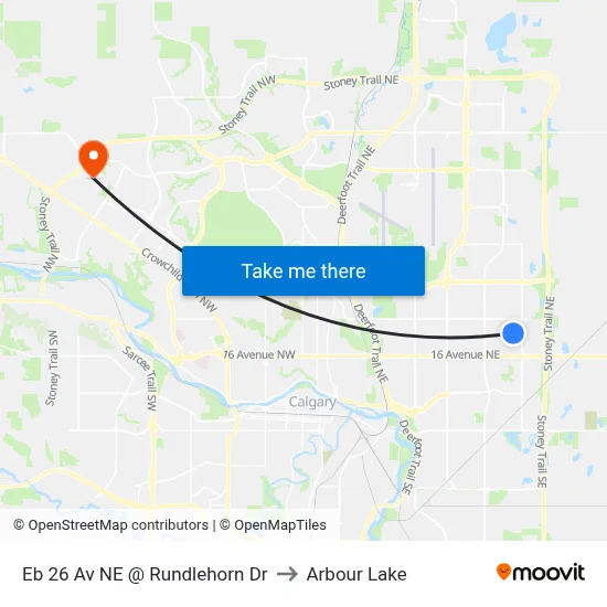 Eb 26 Av NE @ Rundlehorn Dr to Arbour Lake map