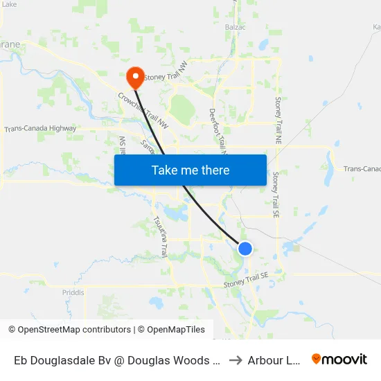 Eb Douglasdale Bv @ Douglas Woods Hl SE to Arbour Lake map