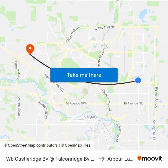 Wb Castleridge Bv @ Falconridge Bv NE to Arbour Lake map