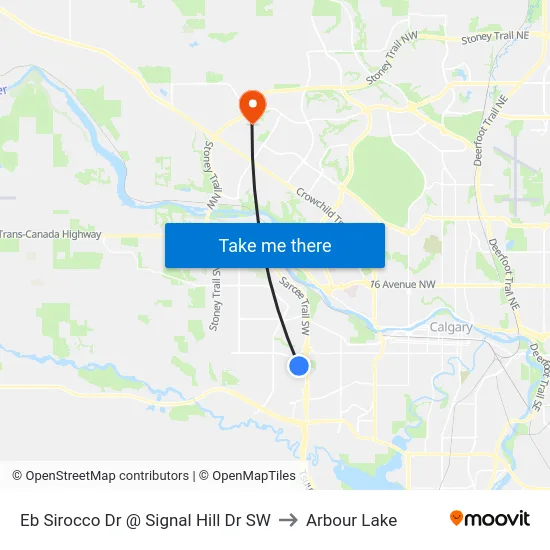 Eb Sirocco Dr @ Signal Hill Dr SW to Arbour Lake map