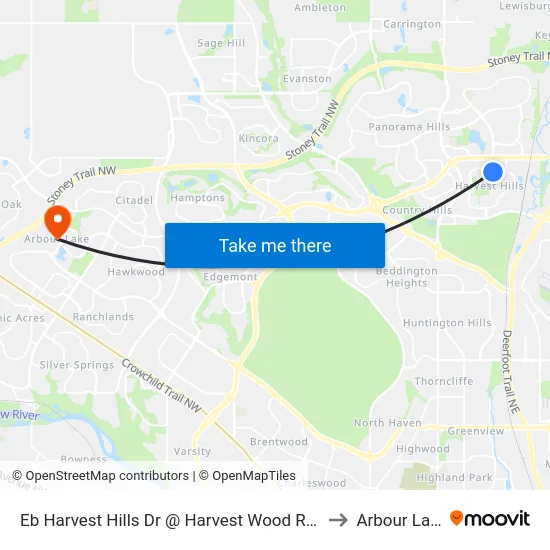 Eb Harvest Hills Dr @ Harvest Wood Rd NE to Arbour Lake map