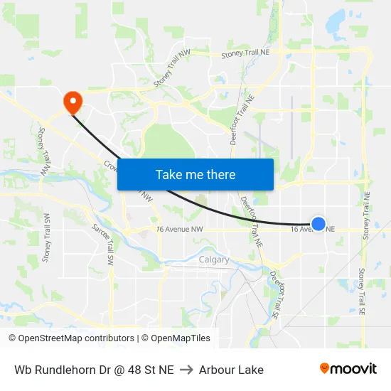 Wb Rundlehorn Dr @ 48 St NE to Arbour Lake map