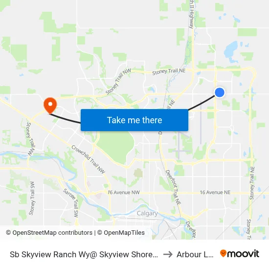 Sb Skyview Ranch Wy@ Skyview Shores Li NE to Arbour Lake map