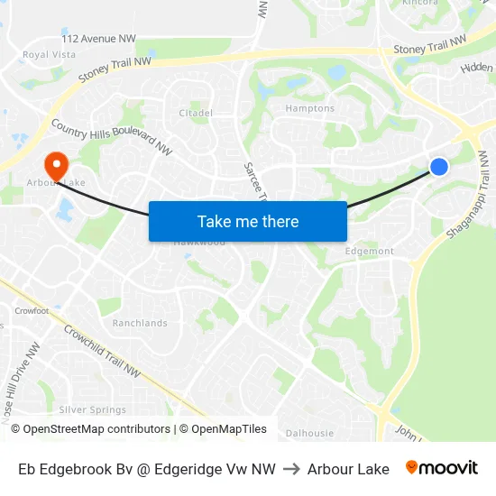 Eb Edgebrook Bv @ Edgeridge Vw NW to Arbour Lake map