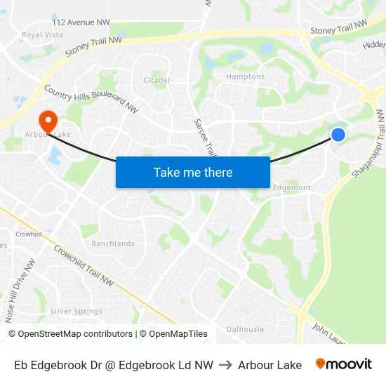 Eb Edgebrook Dr @ Edgebrook Ld NW to Arbour Lake map