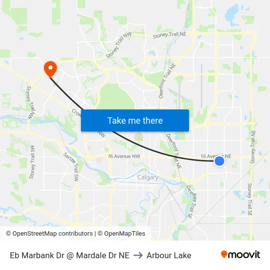 Eb Marbank Dr @ Mardale Dr NE to Arbour Lake map