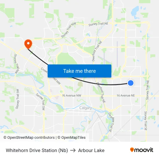 Whitehorn Drive Station (Nb) to Arbour Lake map