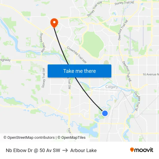 Nb Elbow Dr @ 50 Av SW to Arbour Lake map
