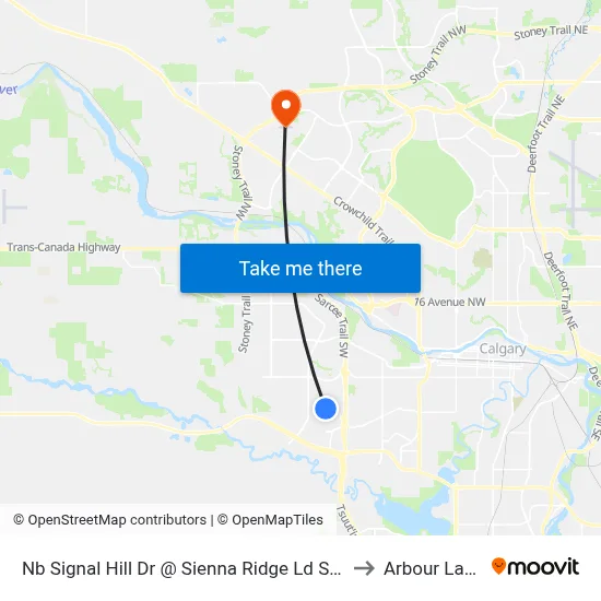 Nb Signal Hill Dr @ Sienna Ridge Ld SW to Arbour Lake map