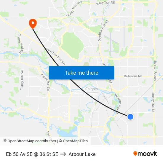 Eb 50 Av SE @ 36 St SE to Arbour Lake map
