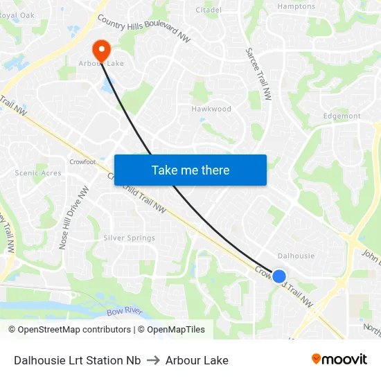 Dalhousie Lrt Station Nb to Arbour Lake map
