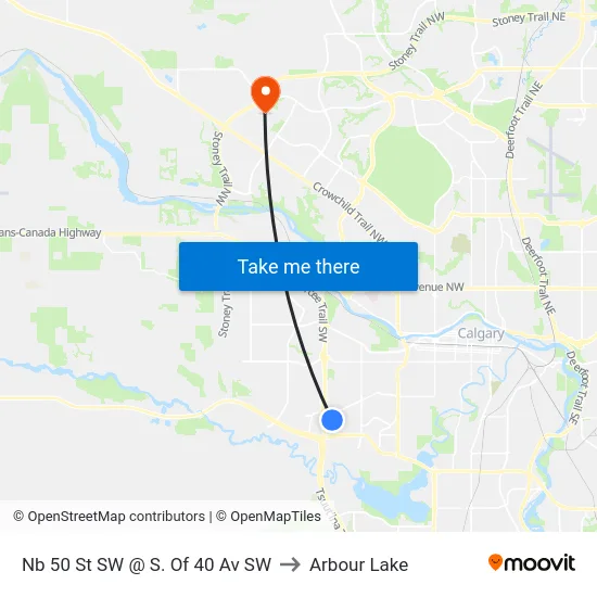 Nb 50 St SW @ S. Of 40 Av SW to Arbour Lake map