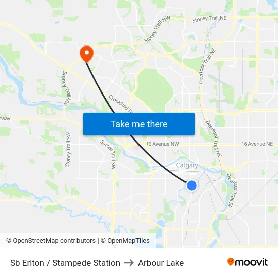 Sb Erlton / Stampede Station to Arbour Lake map