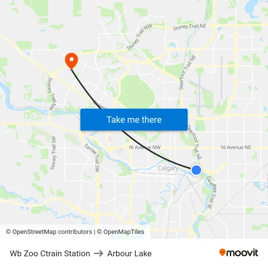 Wb Zoo Ctrain Station to Arbour Lake map