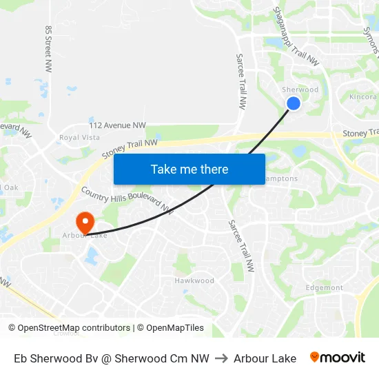 Eb Sherwood Bv @ Sherwood Cm NW to Arbour Lake map
