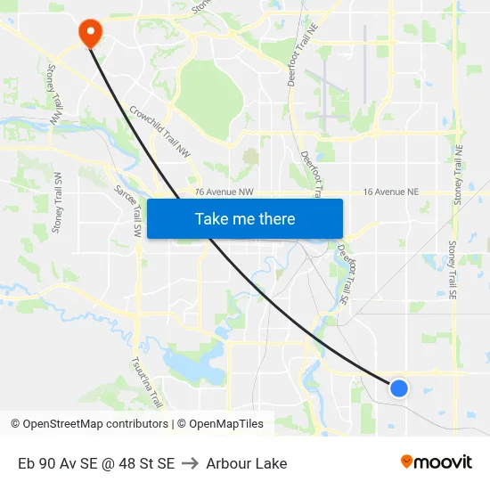 Eb 90 Av SE @ 48 St SE to Arbour Lake map