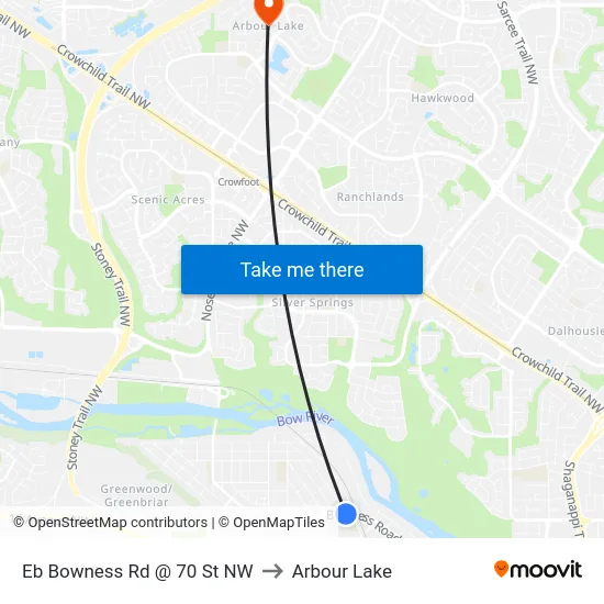 Eb Bowness Rd @ 70 St NW to Arbour Lake map