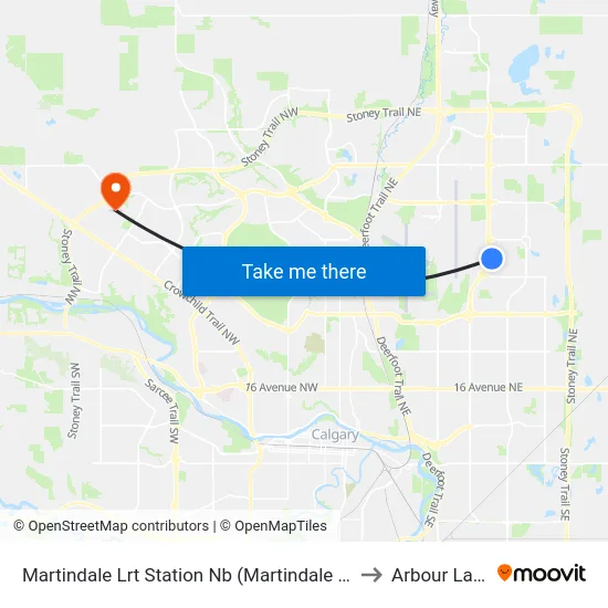 Martindale Lrt Station Nb (Martindale Bv) to Arbour Lake map