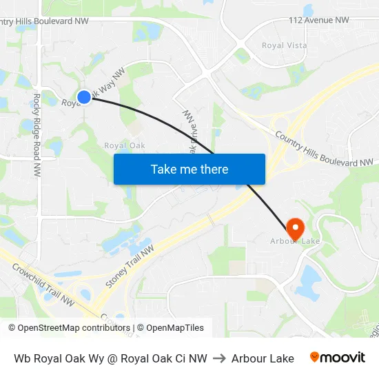Wb  Royal Oak Wy @  Royal Oak Ci NW to Arbour Lake map