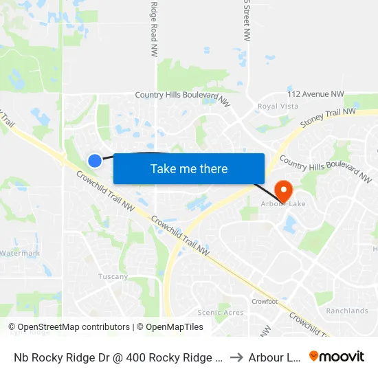 Nb Rocky Ridge Dr @ 400 Rocky Ridge  Vw NW to Arbour Lake map