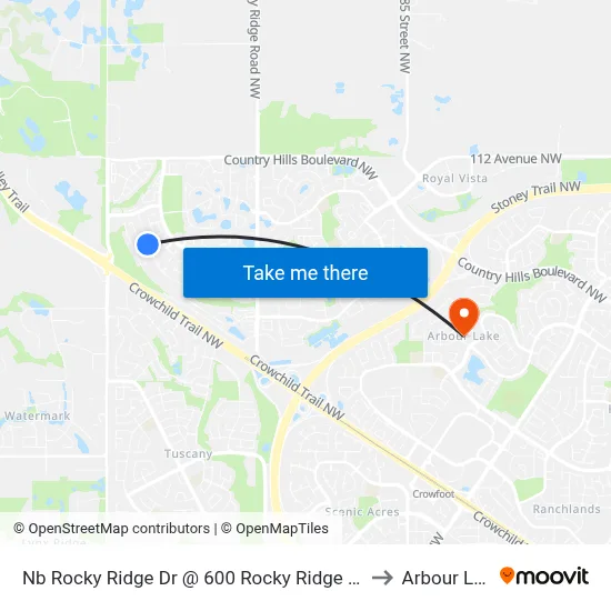 Nb Rocky Ridge Dr @ 600 Rocky Ridge Vw NW to Arbour Lake map