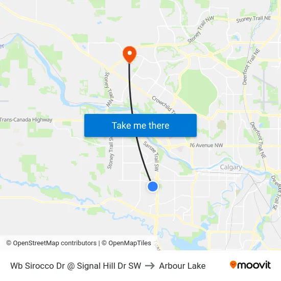 Wb Sirocco Dr @ Signal Hill Dr SW to Arbour Lake map