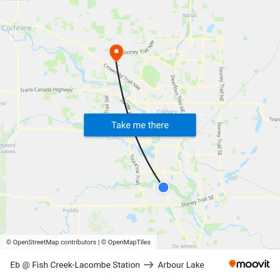 Eb @ Fish Creek-Lacombe Station to Arbour Lake map